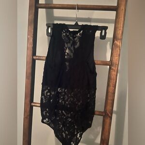 Black Lace Tank Bodysuit